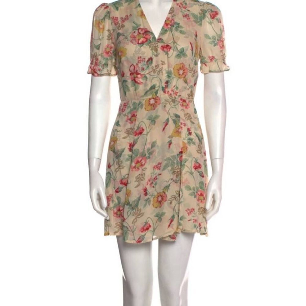 Reformation Cream Floral Wrap Dress size XS NWOT